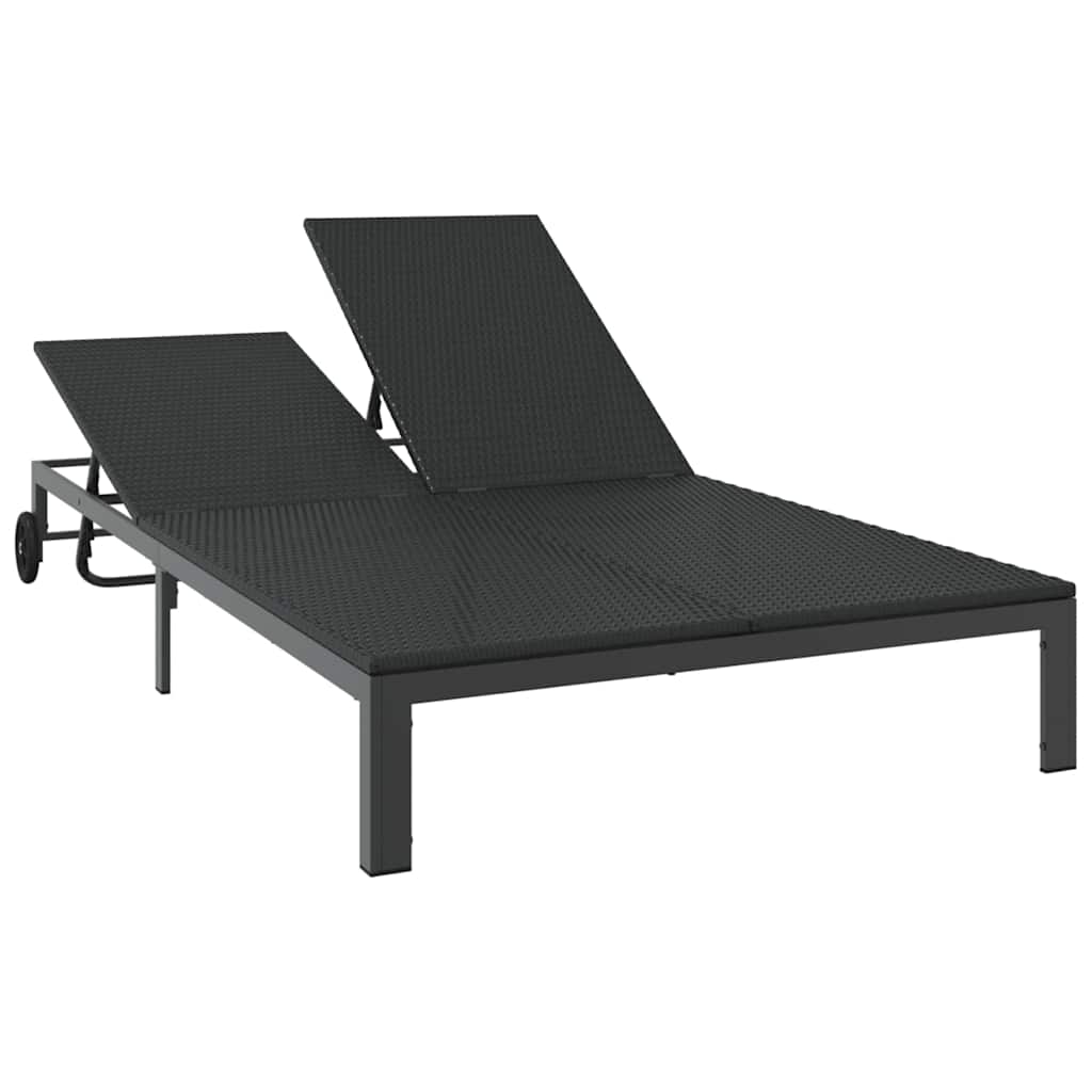 Solseng 1-person Svart 206 x 62.5 x 74 cm polyrotting vidaXL