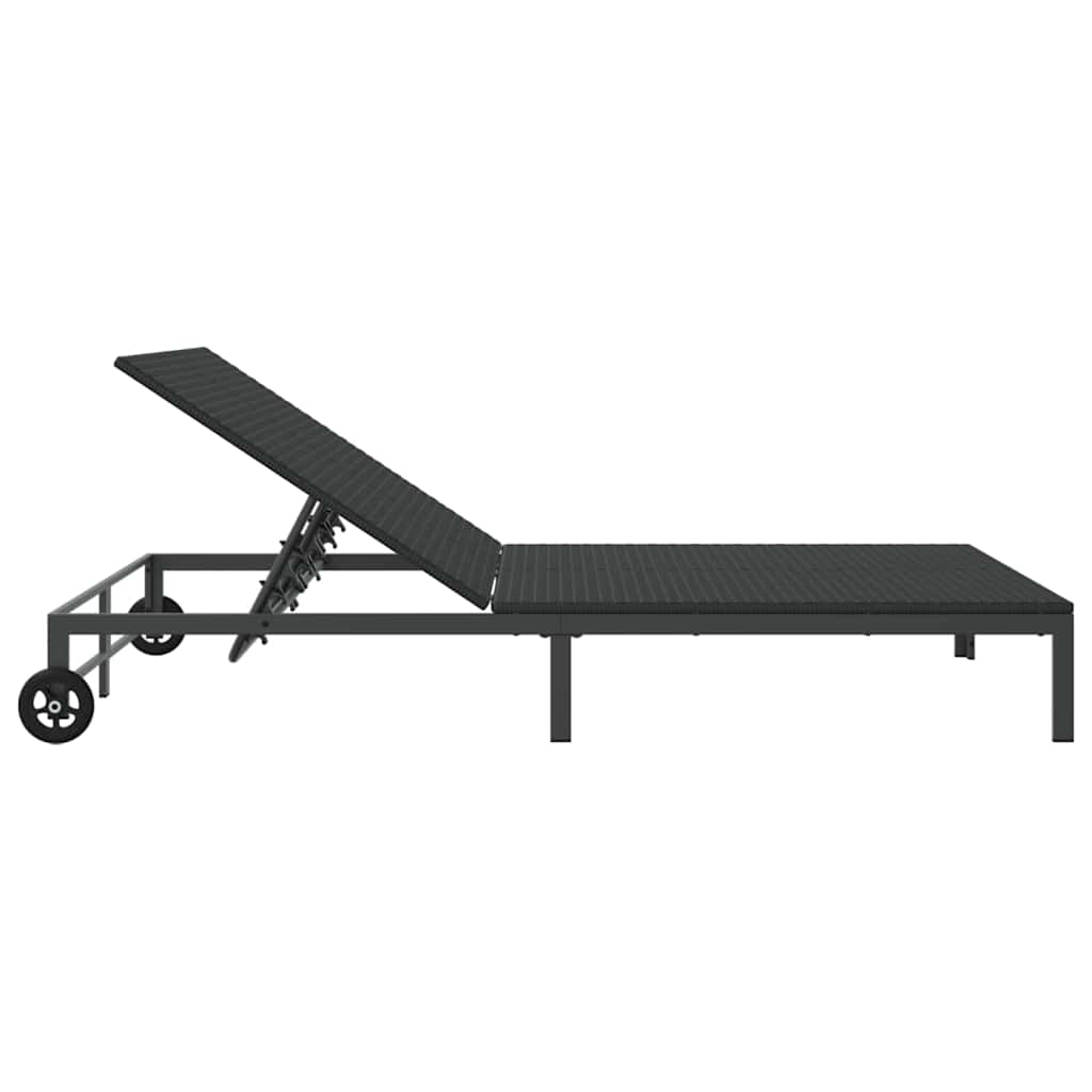 Solseng 1-person Svart 206 x 62.5 x 74 cm polyrotting vidaXL