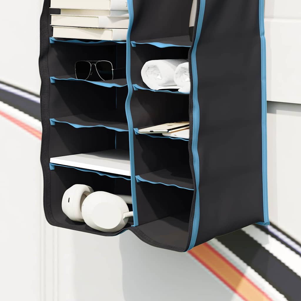 Hengende teltorganisator med 10 lommer Svart 40,5 x 25 x 80 cm