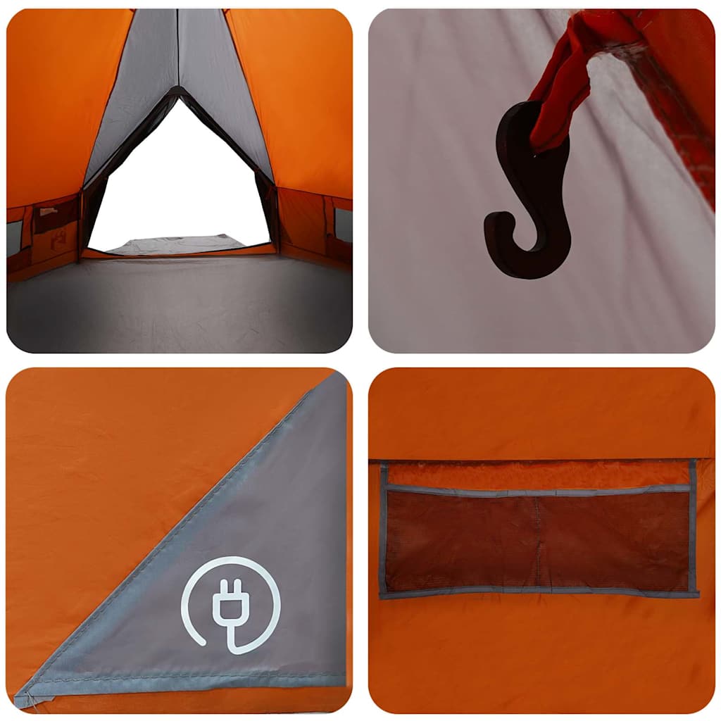 Teepee Telt 8-Personer Grå og Oransje 490 x 410 x 210 cm