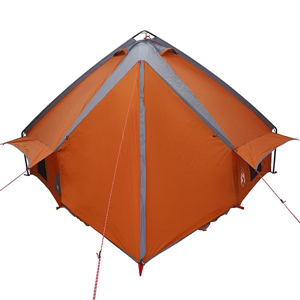 Teepee Tent 6-Person med tak Grå og Oransje 431 x 366 x 185 cm