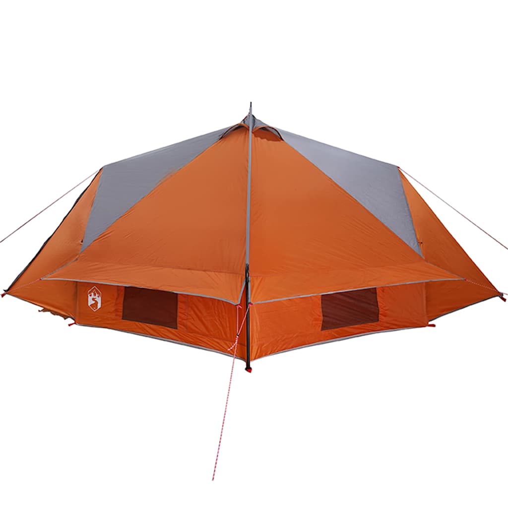Teepee Tent 6-Person med tak Grå og Oransje 431 x 366 x 185 cm