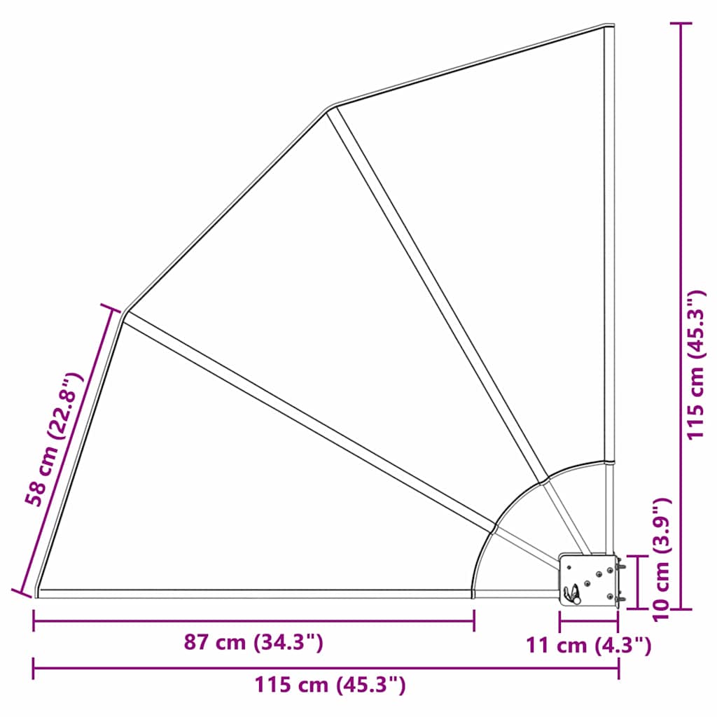 Balkong privat skjerm 115 x 115 cm Polyester Antrasitt og Hvit