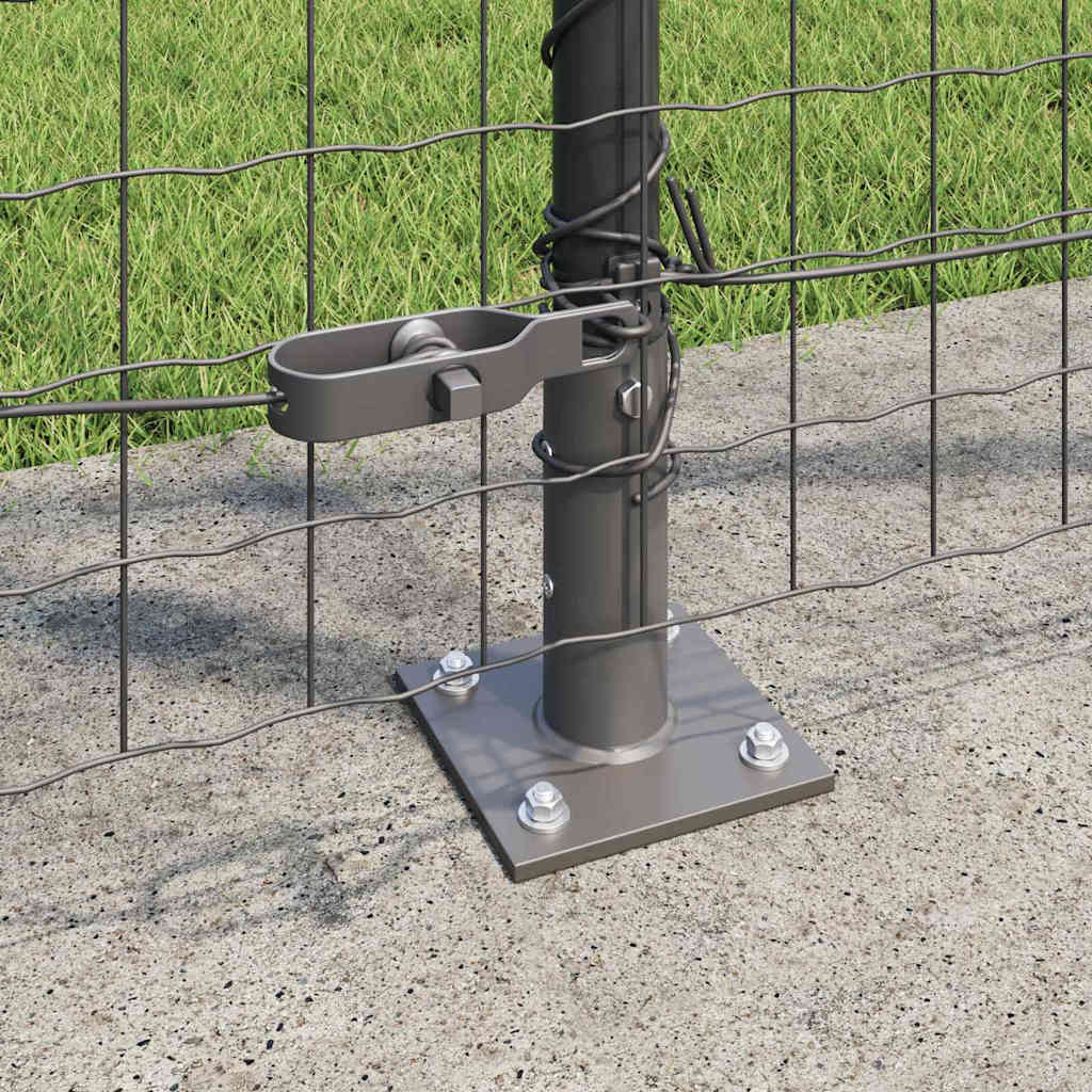 Fence Post med betongfot 7 stk. Grå Pulverlakkert stål