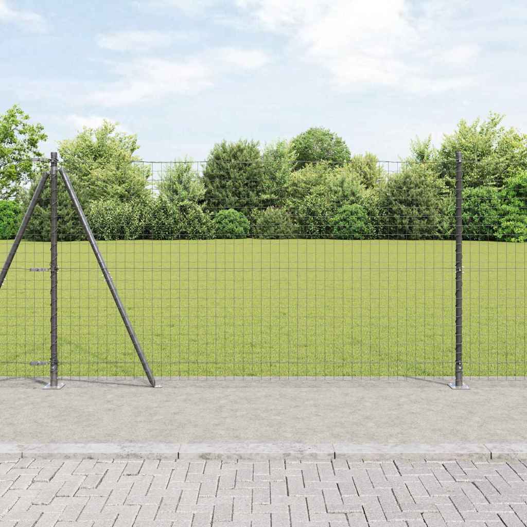 Fence Post med betongfot 13 stk. Grå Pulverlakkert stål