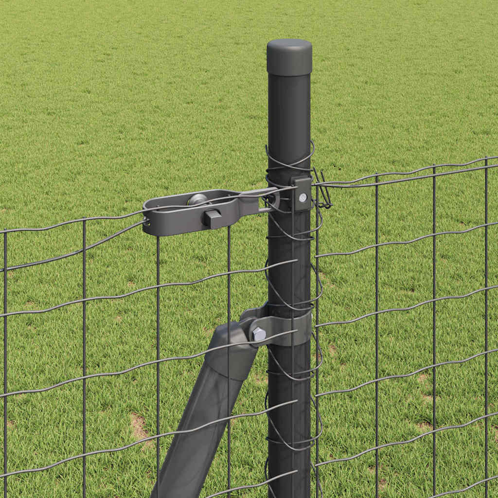 Fence Post med betongfot 13 stk. Grå Pulverlakkert stål