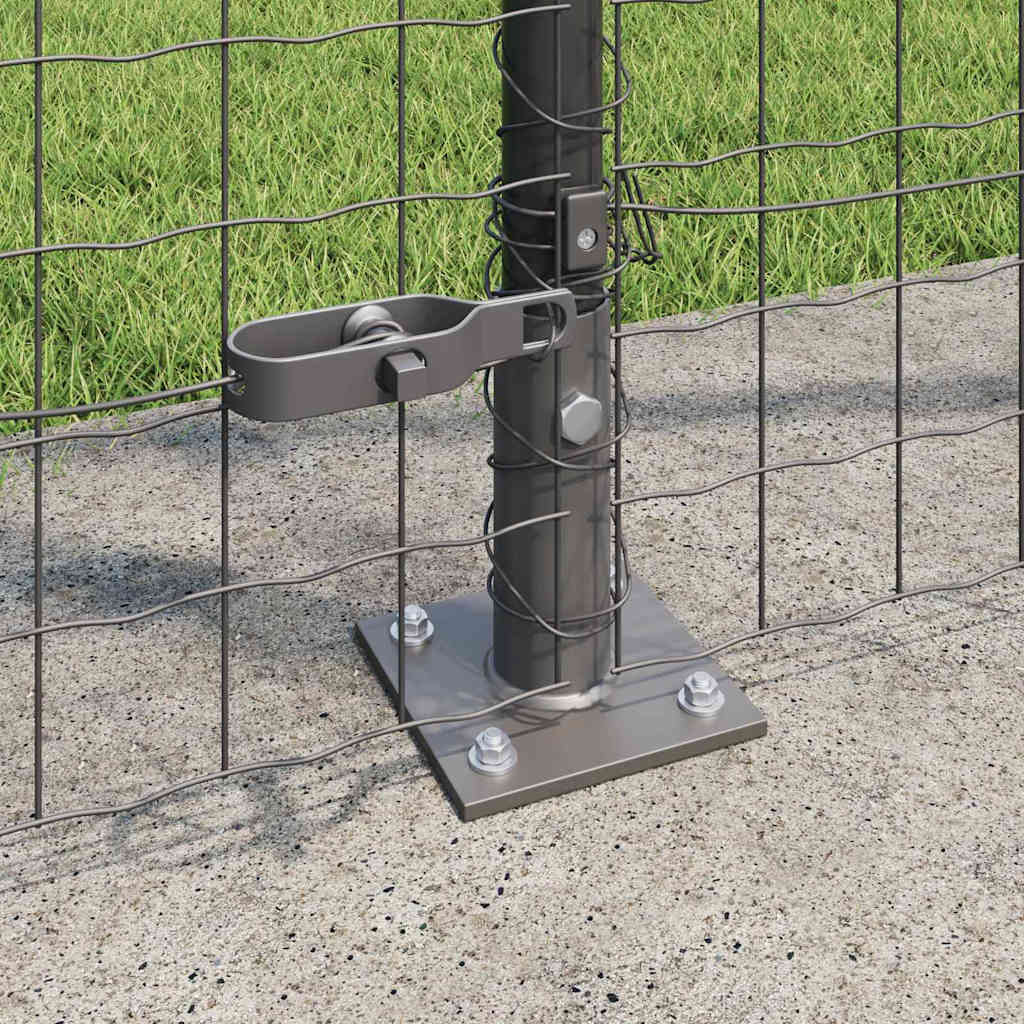 Fence Post med betongfot 7 stk. Grå Pulverlakkert stål