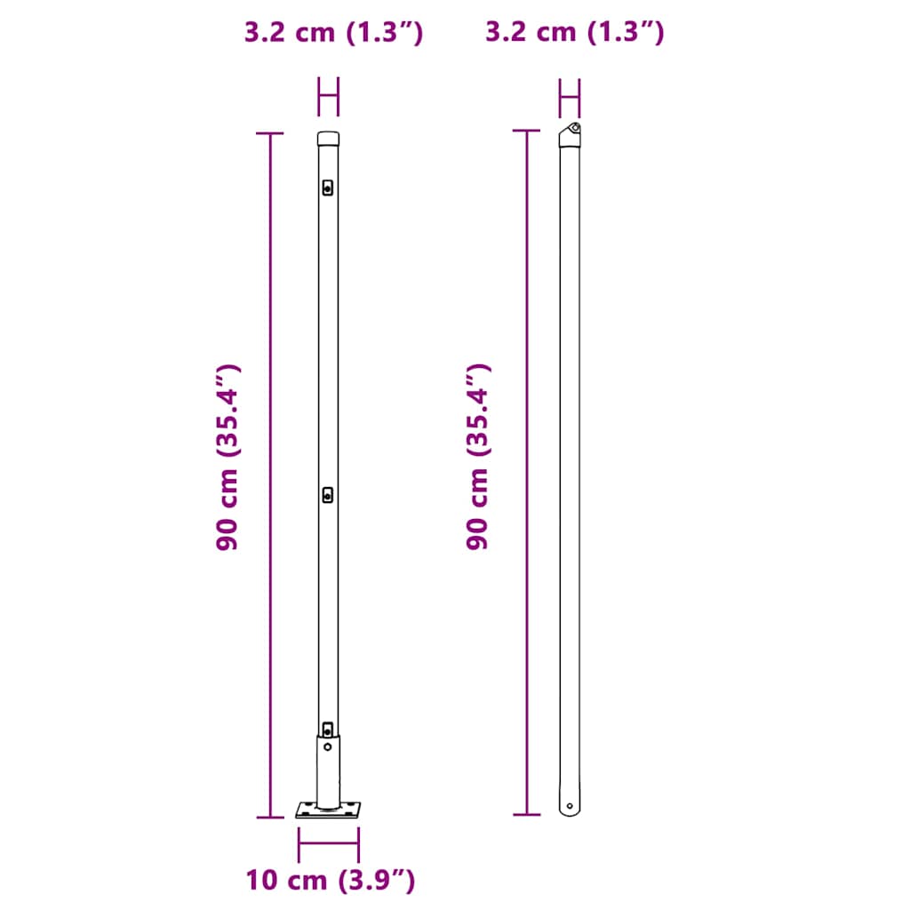 Fence Post med betongfot 13 stk. Sølv Pulverlakkert stål