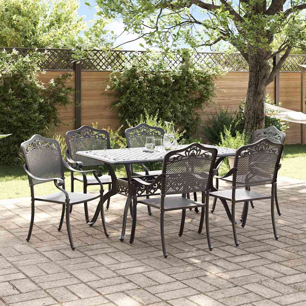Hage Spisegruppe 7 pcs Svart Aluminium