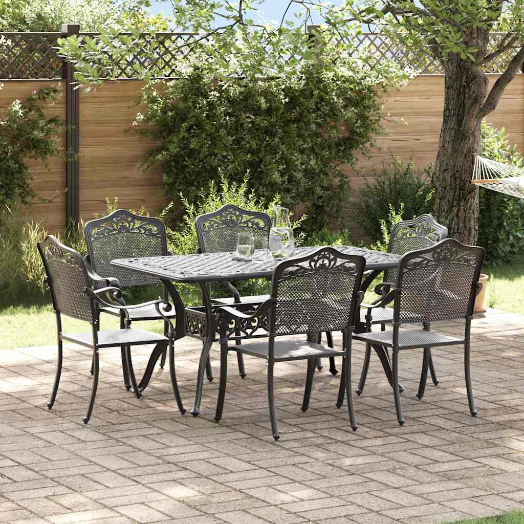 Hage Spisegruppe 7 pcs Svart Aluminium