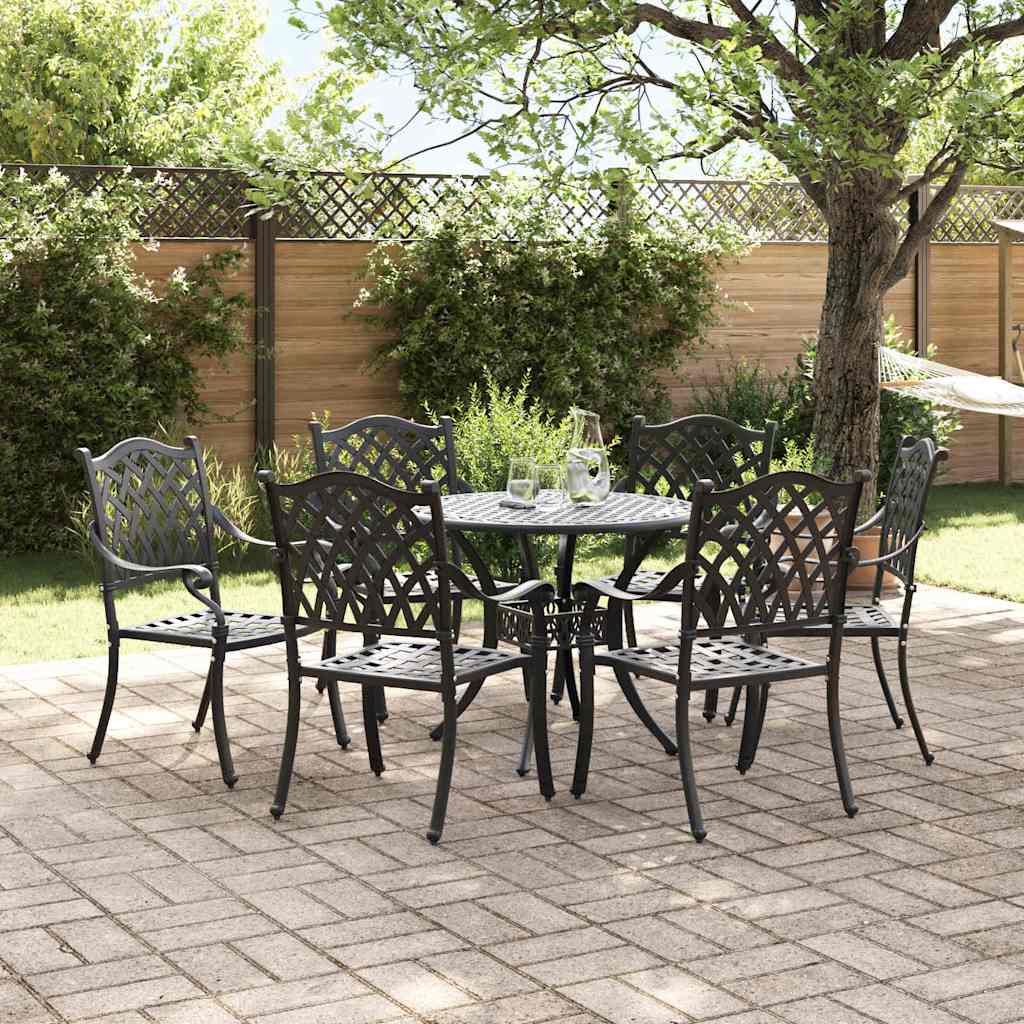 Hage Spisegruppe 7 pcs Svart Aluminium