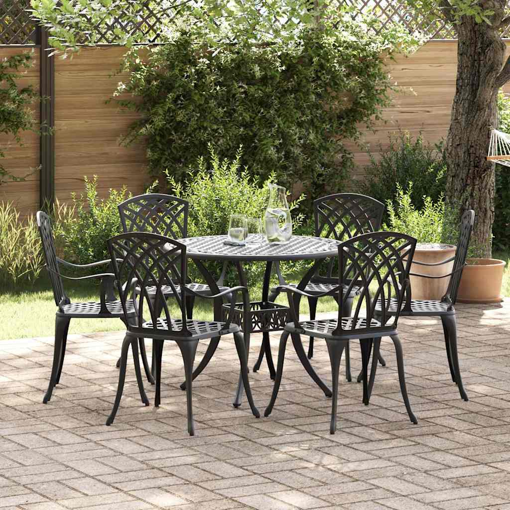 Hage Spisegruppe 7 pcs Svart Aluminium
