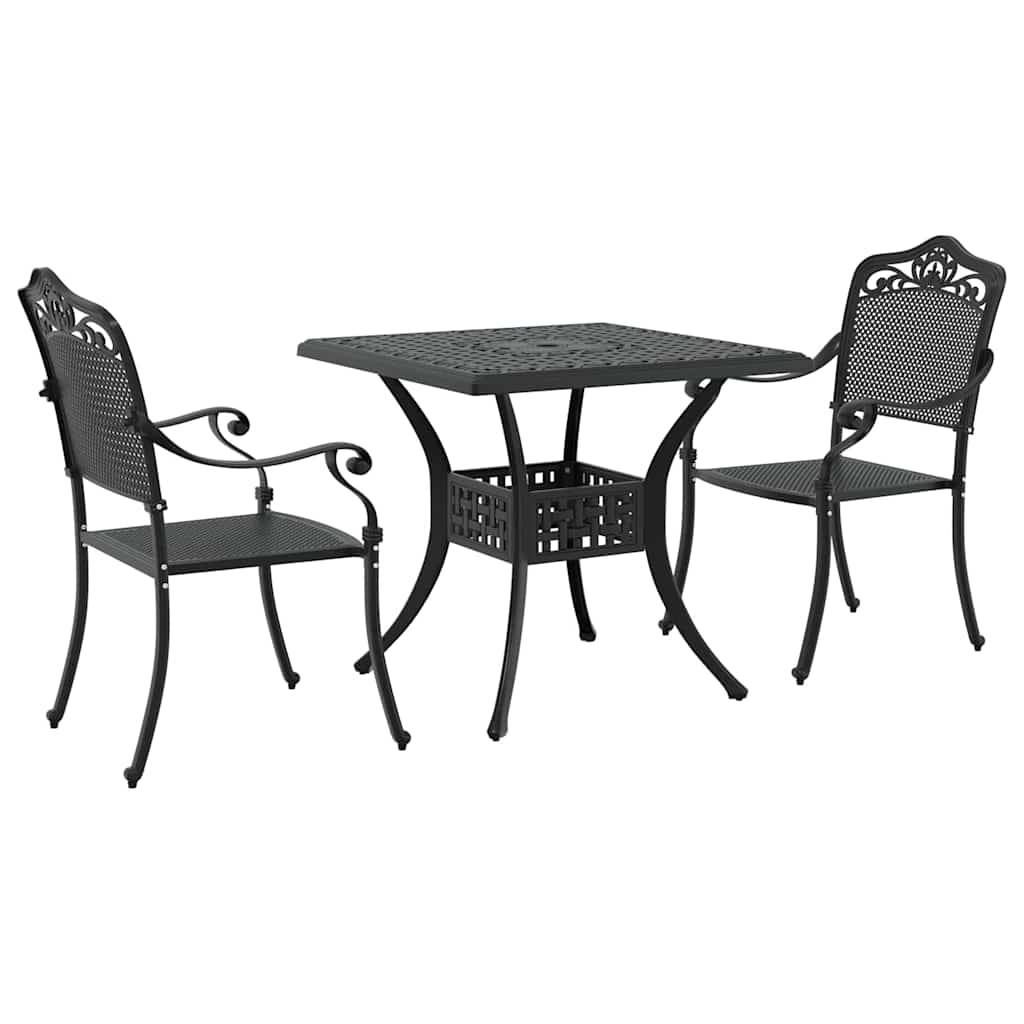 Hagebordsett 3 pcs Svart Støpt aluminium