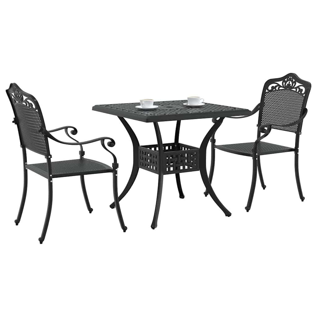 Hagebordsett 3 pcs Svart Støpt aluminium