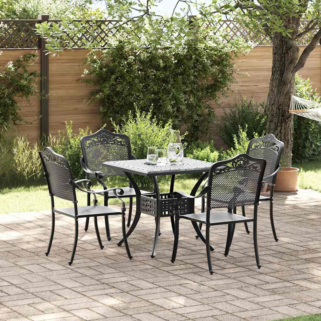 Hagebordsett 5 pcs Svart Støpt aluminium