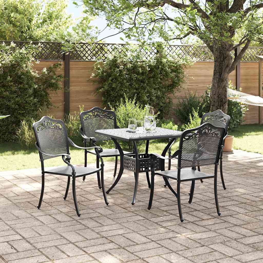 Hagebordsett 5 pcs Svart Støpt aluminium