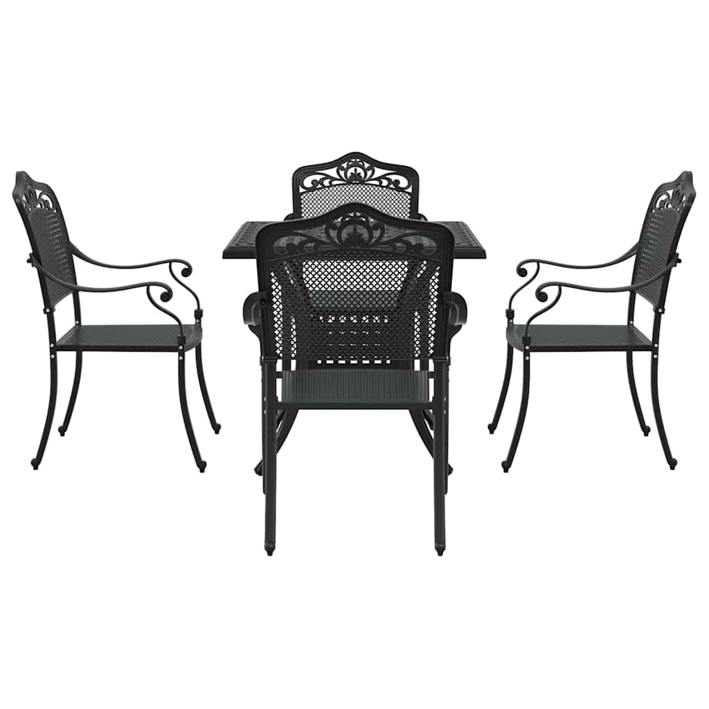 Hagebordsett 5 pcs Svart Støpt aluminium