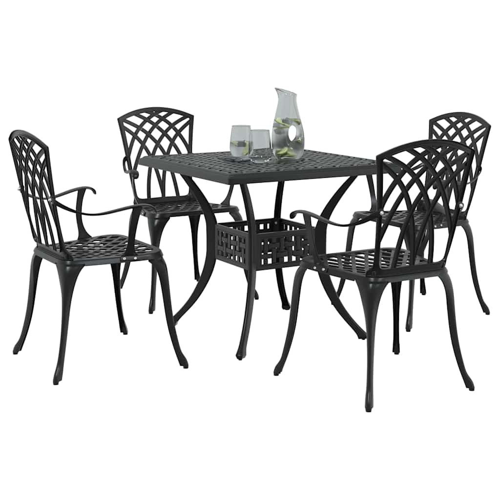 Hagebordsett 5 pcs Svart Støpt aluminium
