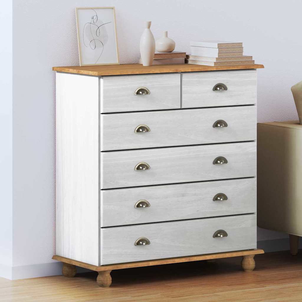 Skap med skuffer ASKIM Hvit 91 x 40 x 95,5 cm Massiv furu