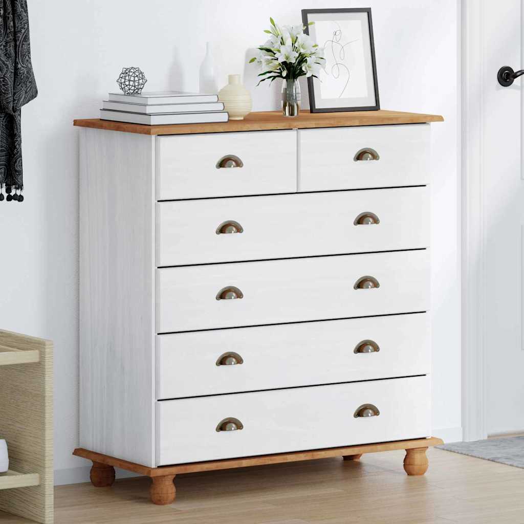 Skap med skuffer ASKIM Hvit 91 x 40 x 95,5 cm Massiv furu