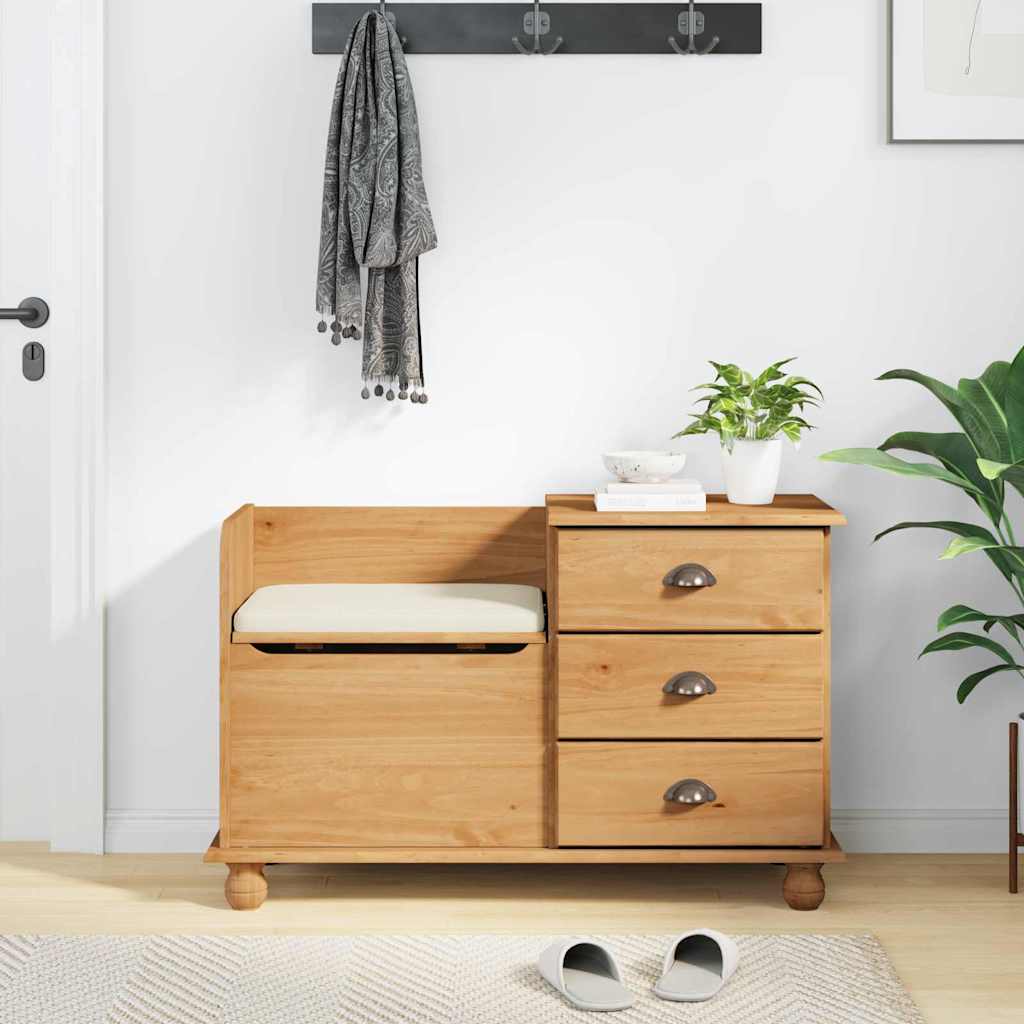 Oppbevaringsbenk ASKIM Brun 100 x 39 x 62 cm Massiv furu
