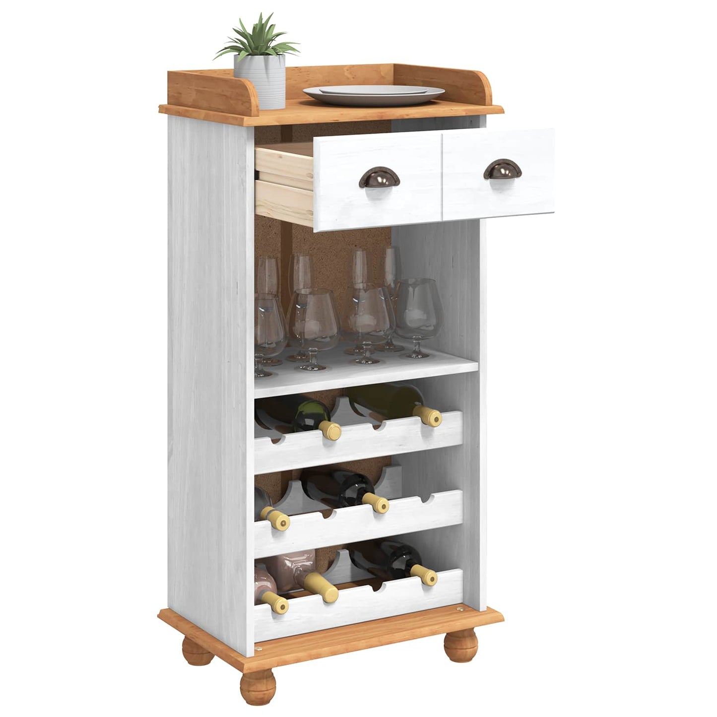 Vinskap ASKIM Hvit med honninglokk 57 x 37 x 114 cm Massiv furu