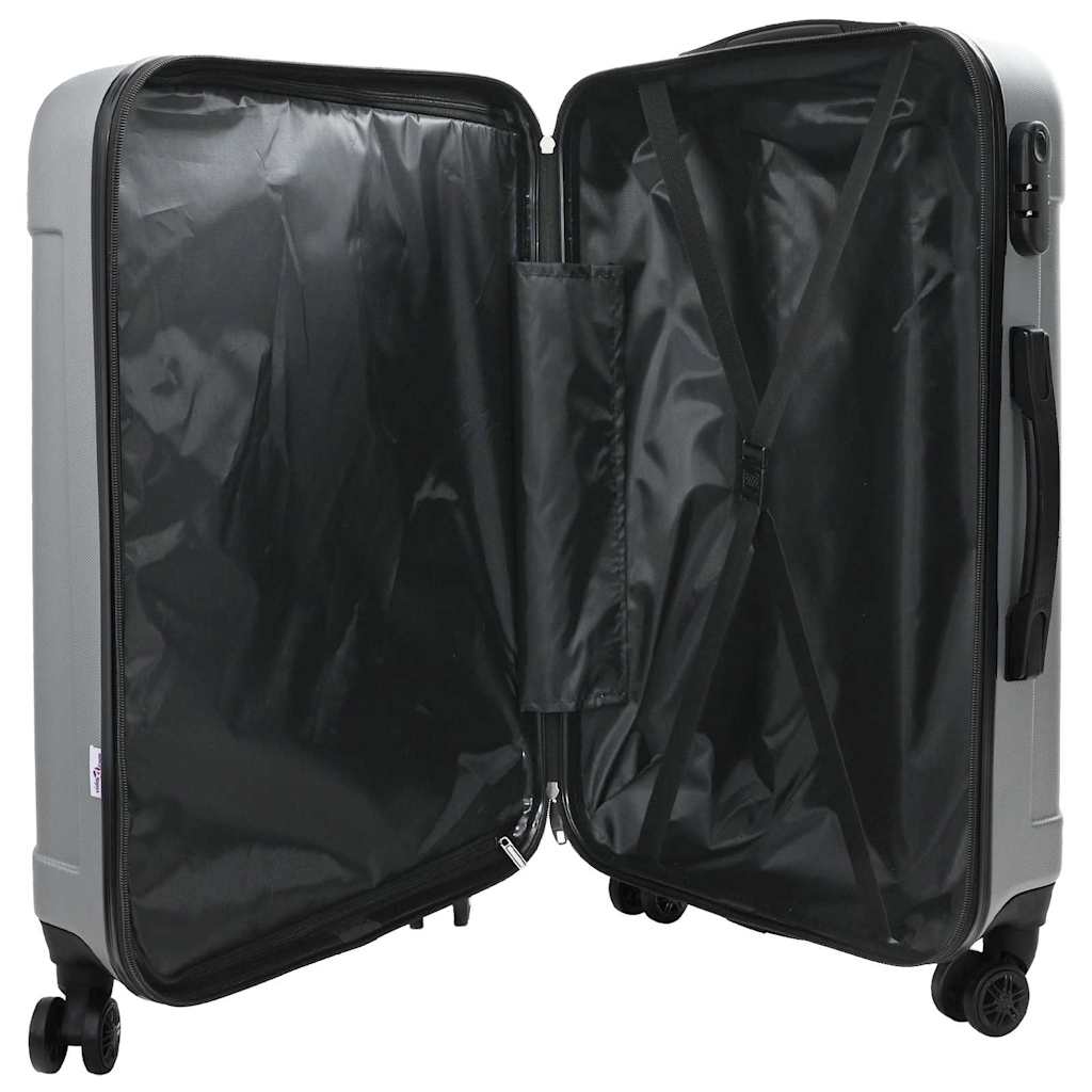 Koffert med lås 3 pcs sølv 50 x 31 x 78 cm ABS-plast