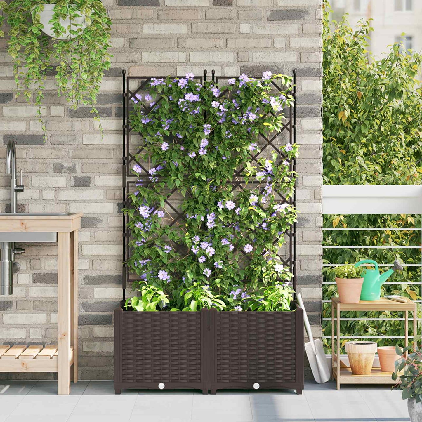 Hageblomsterpotte 2 stk. Brun 80 x 40 x 143 cm PP