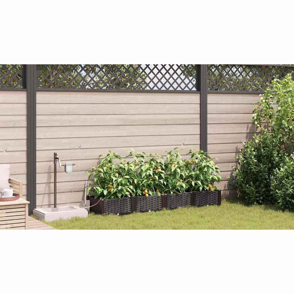 Hageblomsterpotte 4 stk. Brun 160 x 40 x 22 cm PP