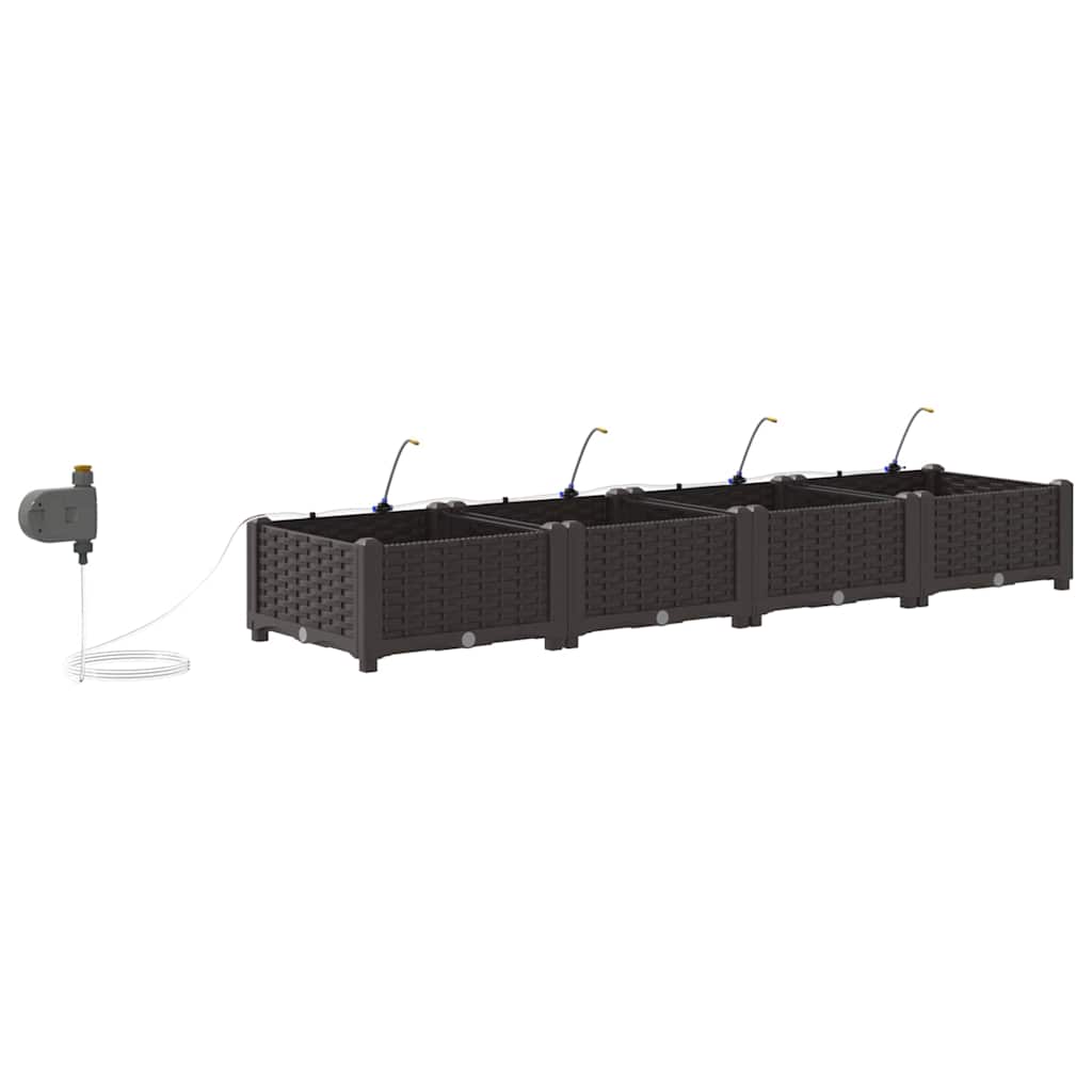 Hageblomsterpotte 4 stk. Brun 160 x 40 x 22 cm PP