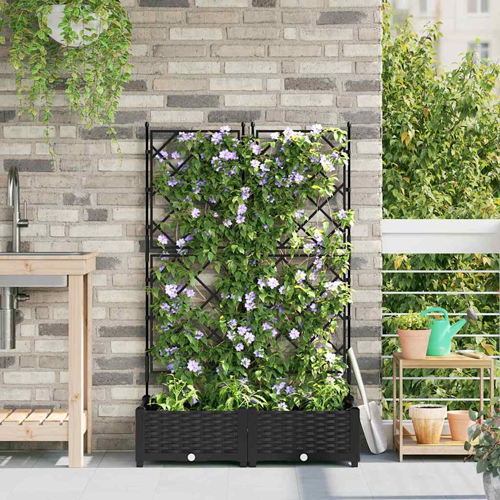 Hageblomsterpotte 2 pcs Svart 80 x 40 x 125,5 cm Plast