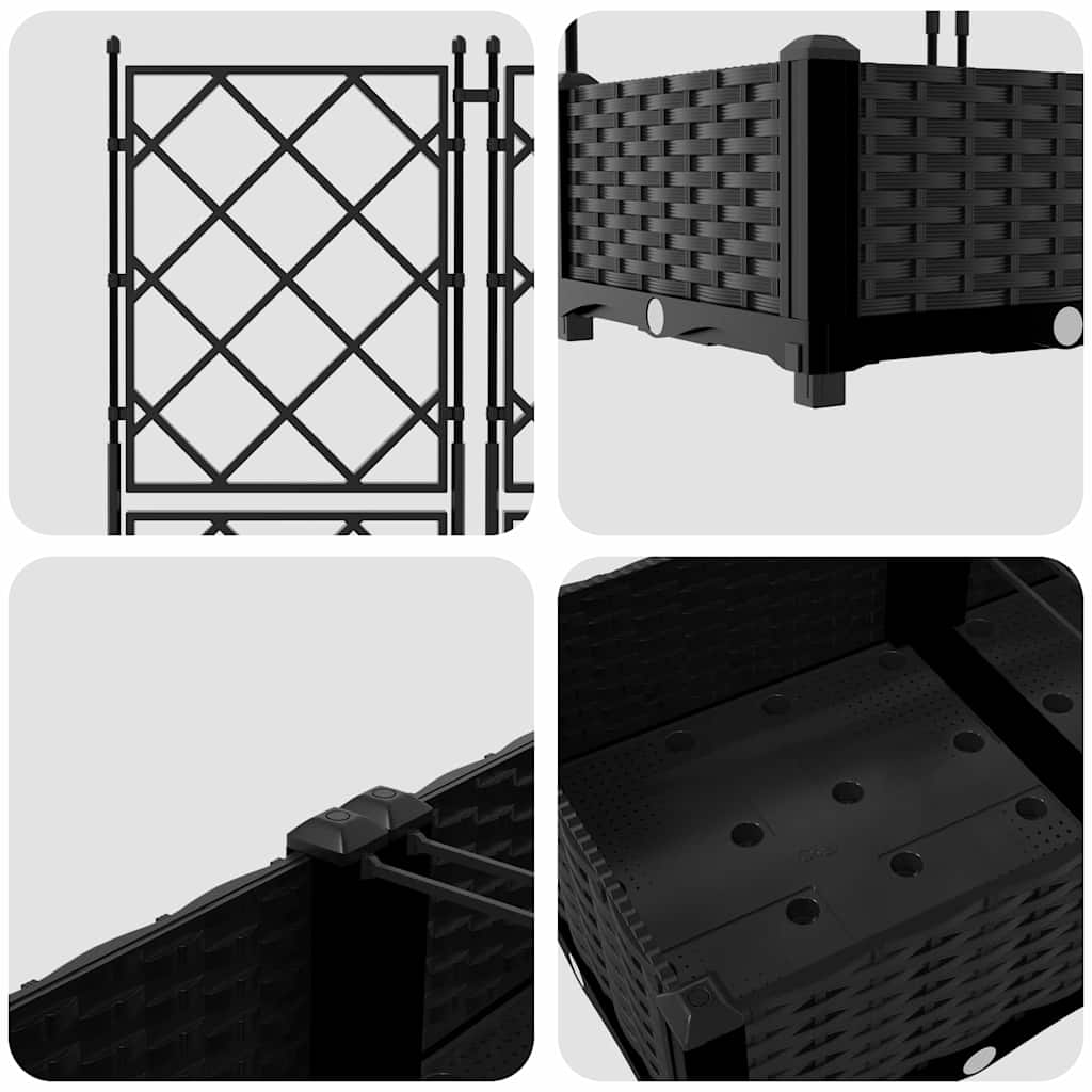 Hageblomsterpotte 3 pcs Svart 120 x 40 x 125,5 cm Plast