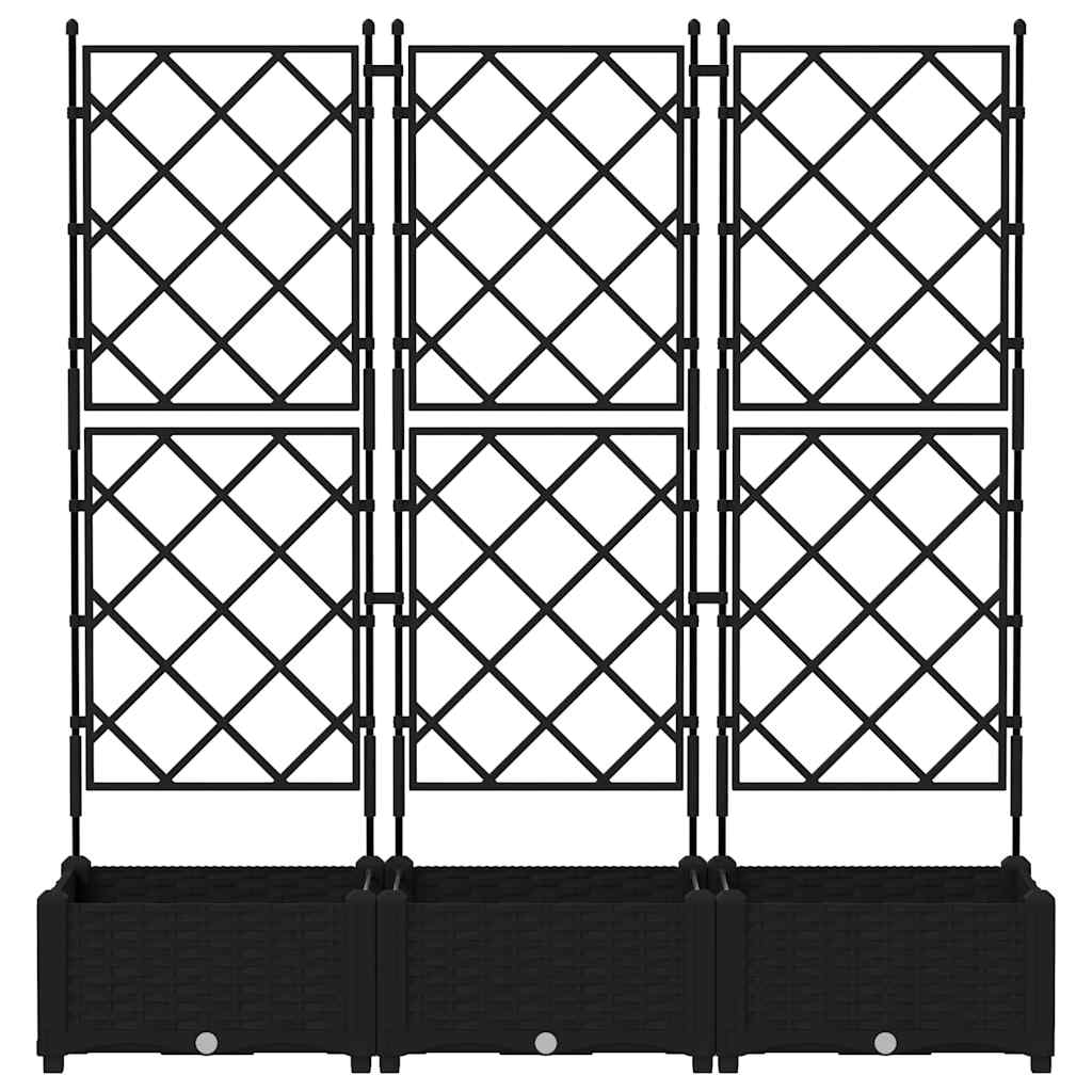 Hageblomsterpotte 3 pcs Svart 120 x 40 x 125,5 cm Plast