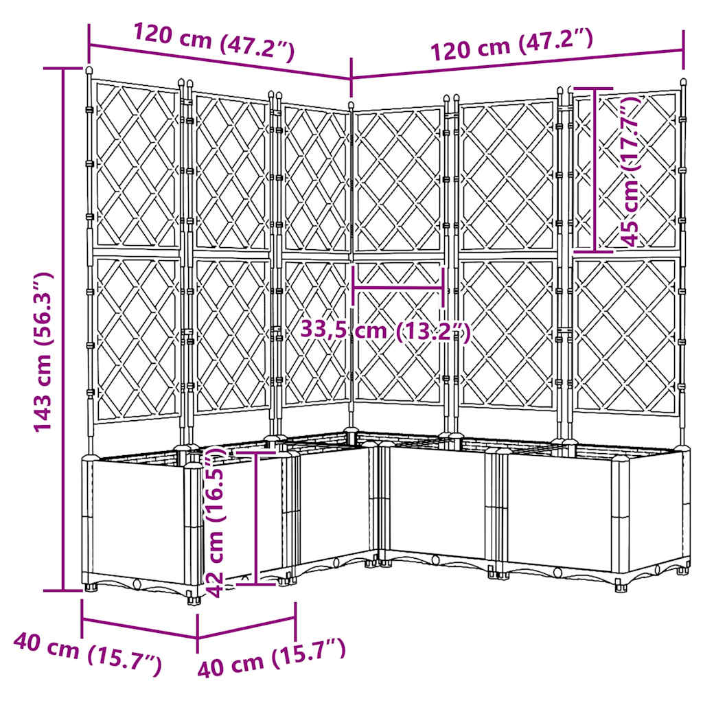 Hageblomsterpotte 5 stk. Svart 120 x 120 x 143 cm PP