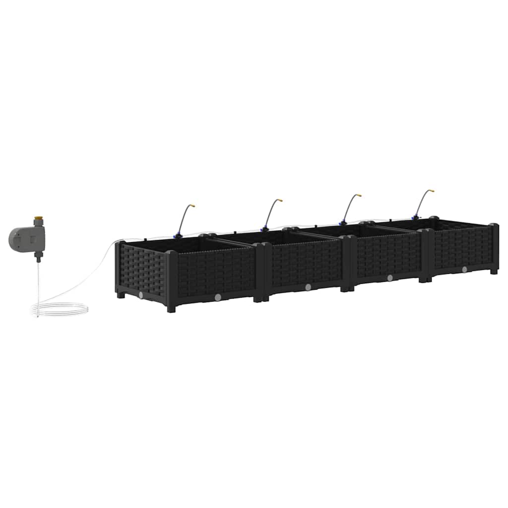 Hageblomsterpotte 4 stk. Svart 160 x 40 x 22 cm PP