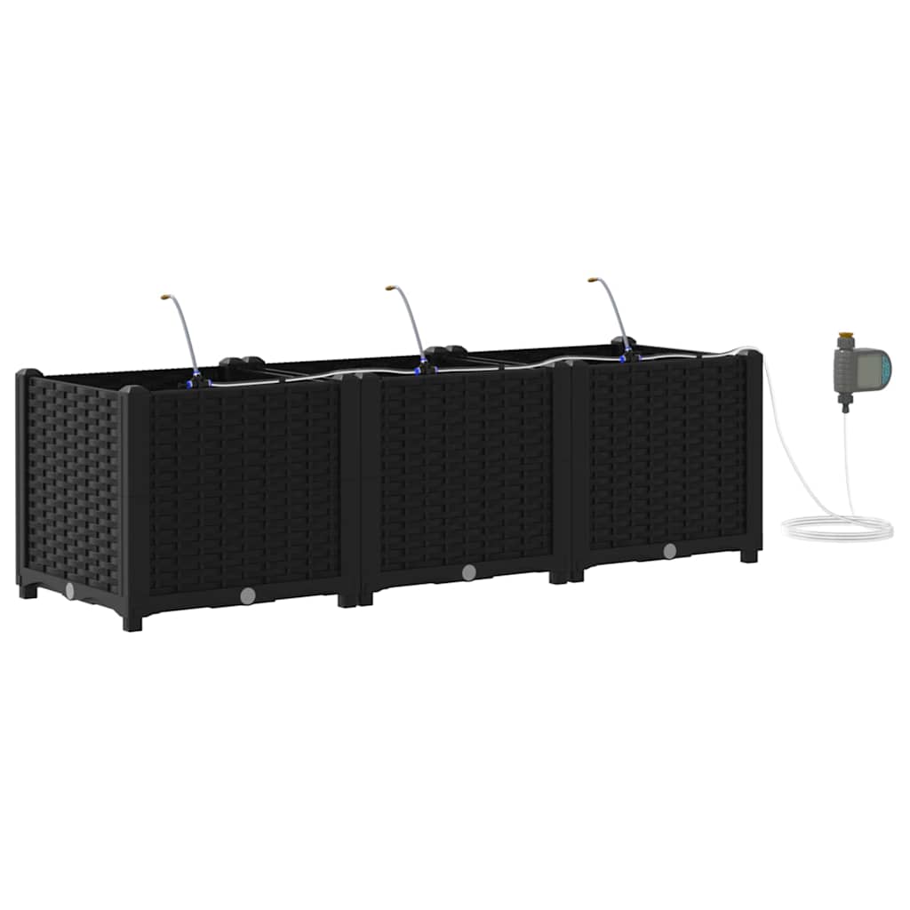 Hageblomsterpotte 3 stk. Svart 120 x 40 x 37,5 cm PP
