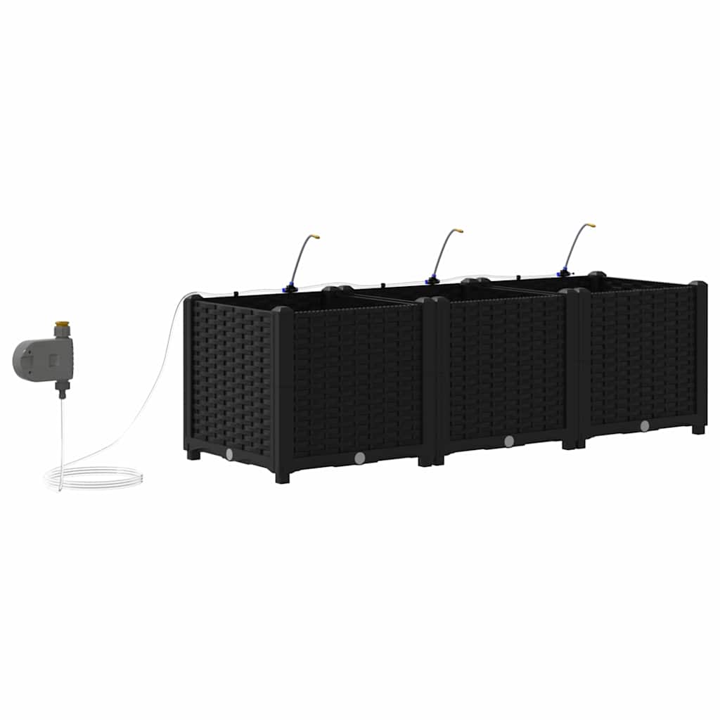 Hageblomsterpotte 3 stk. Svart 120 x 40 x 37,5 cm PP