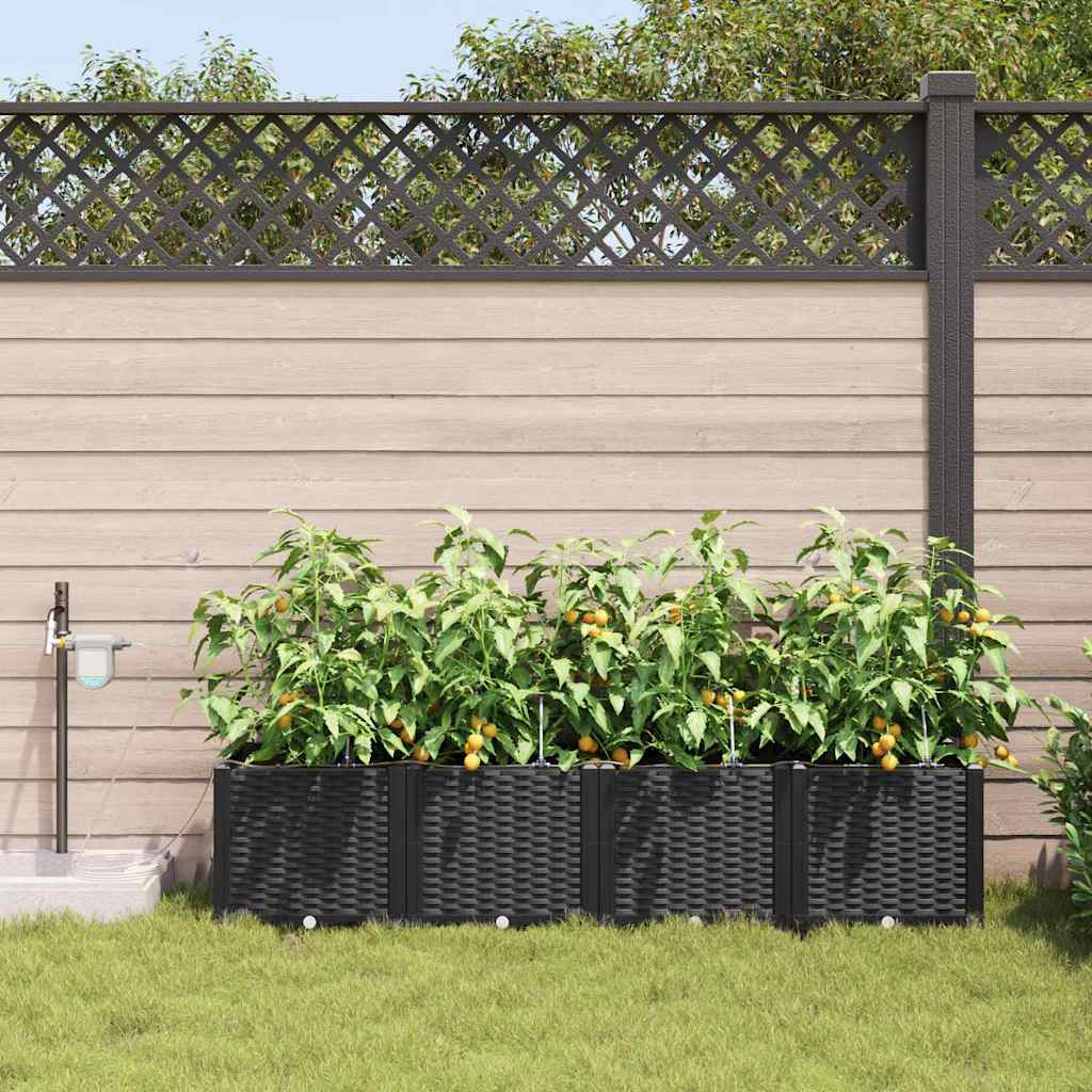 Hageblomsterpotte 4 stk. Svart 160 x 40 x 37,5 cm PP