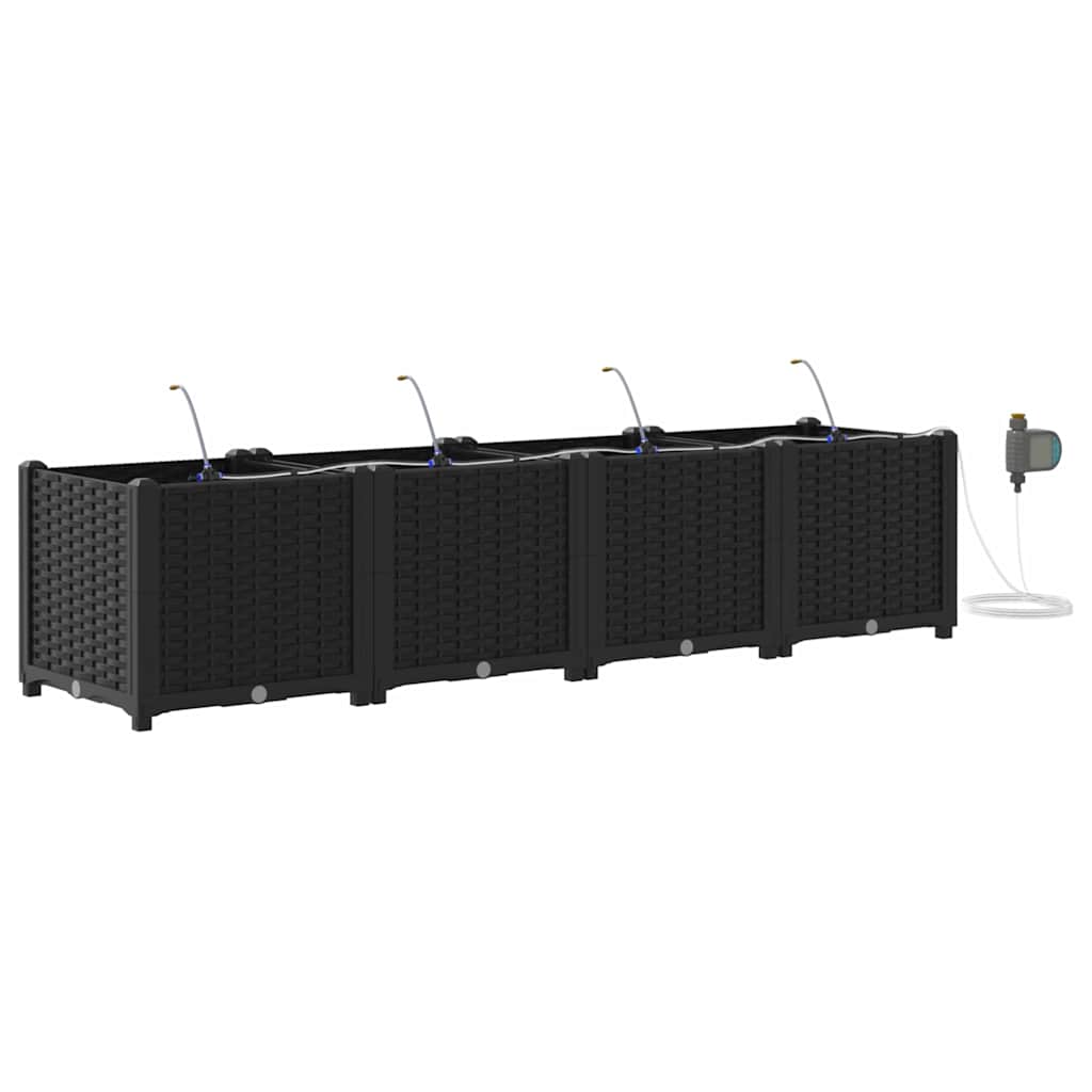 Hageblomsterpotte 4 stk. Svart 160 x 40 x 37,5 cm PP
