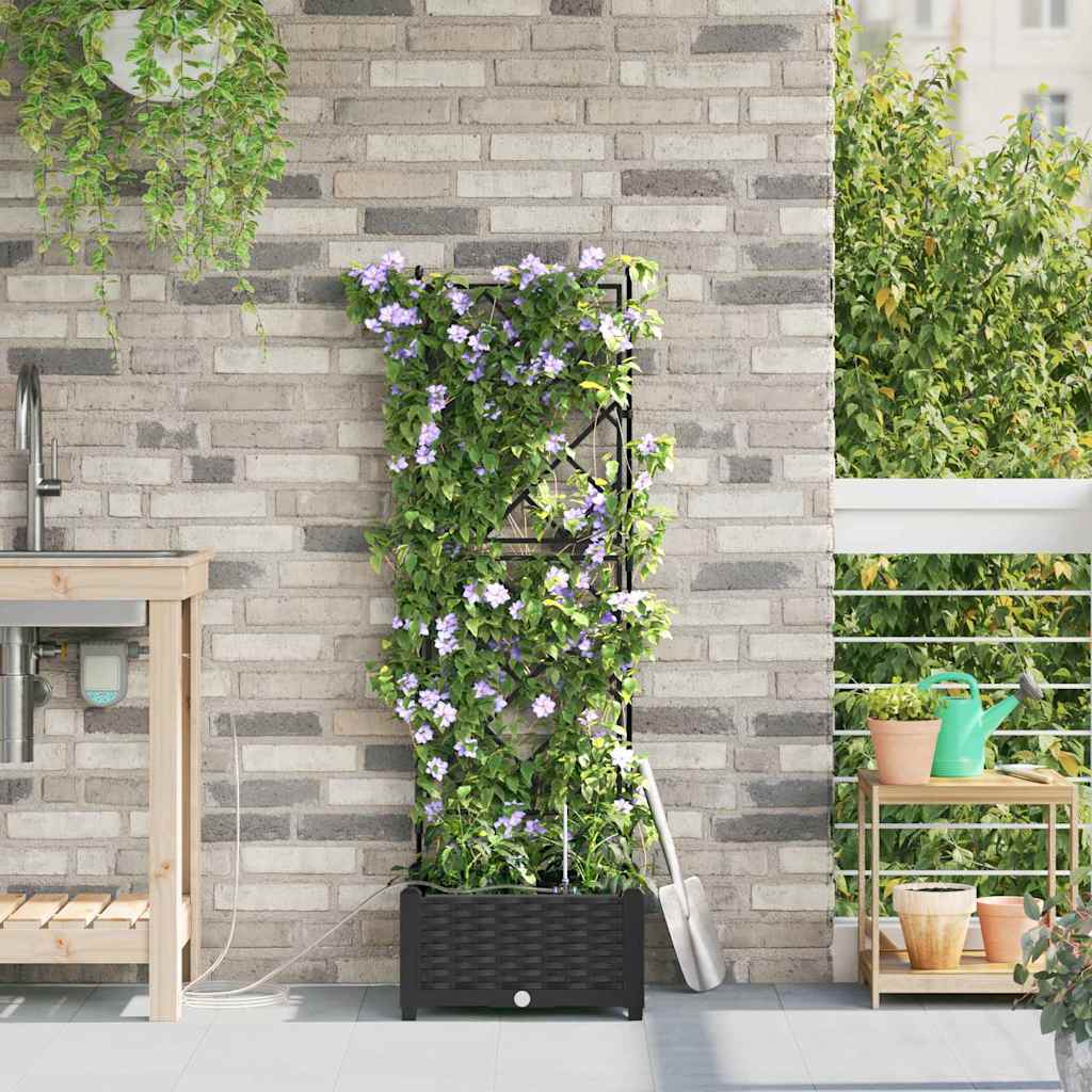 Hageblomsterpotte Svart 40 x 40 x 126 cm PP