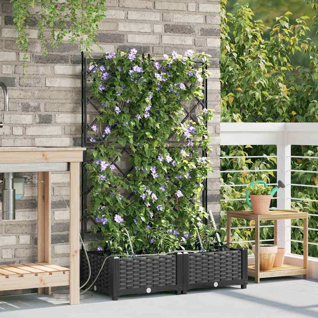 Hageblomsterpotte 2 pcs Svart 80 x 40 x 126 cm Plast