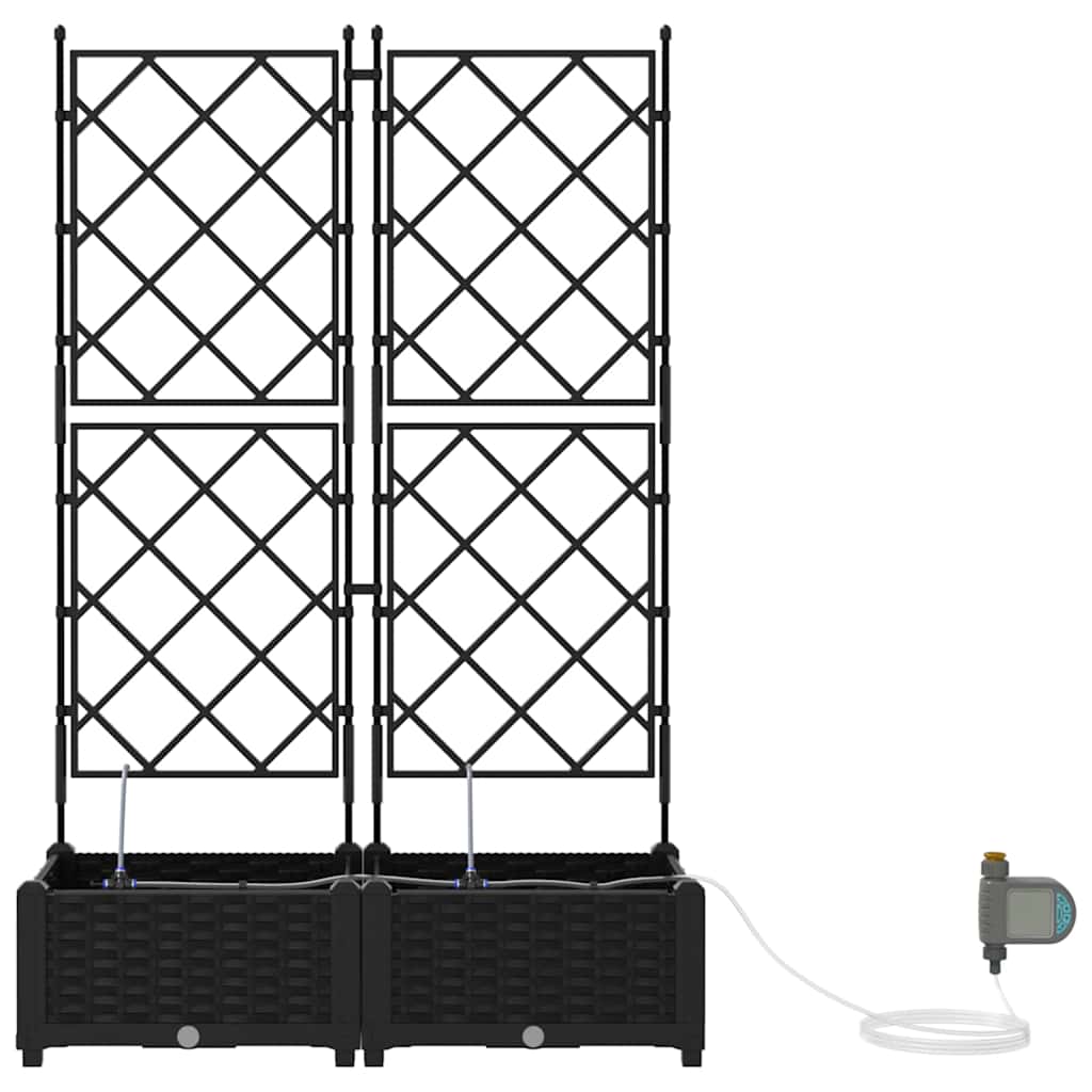 Hageblomsterpotte 2 pcs Svart 80 x 40 x 126 cm Plast
