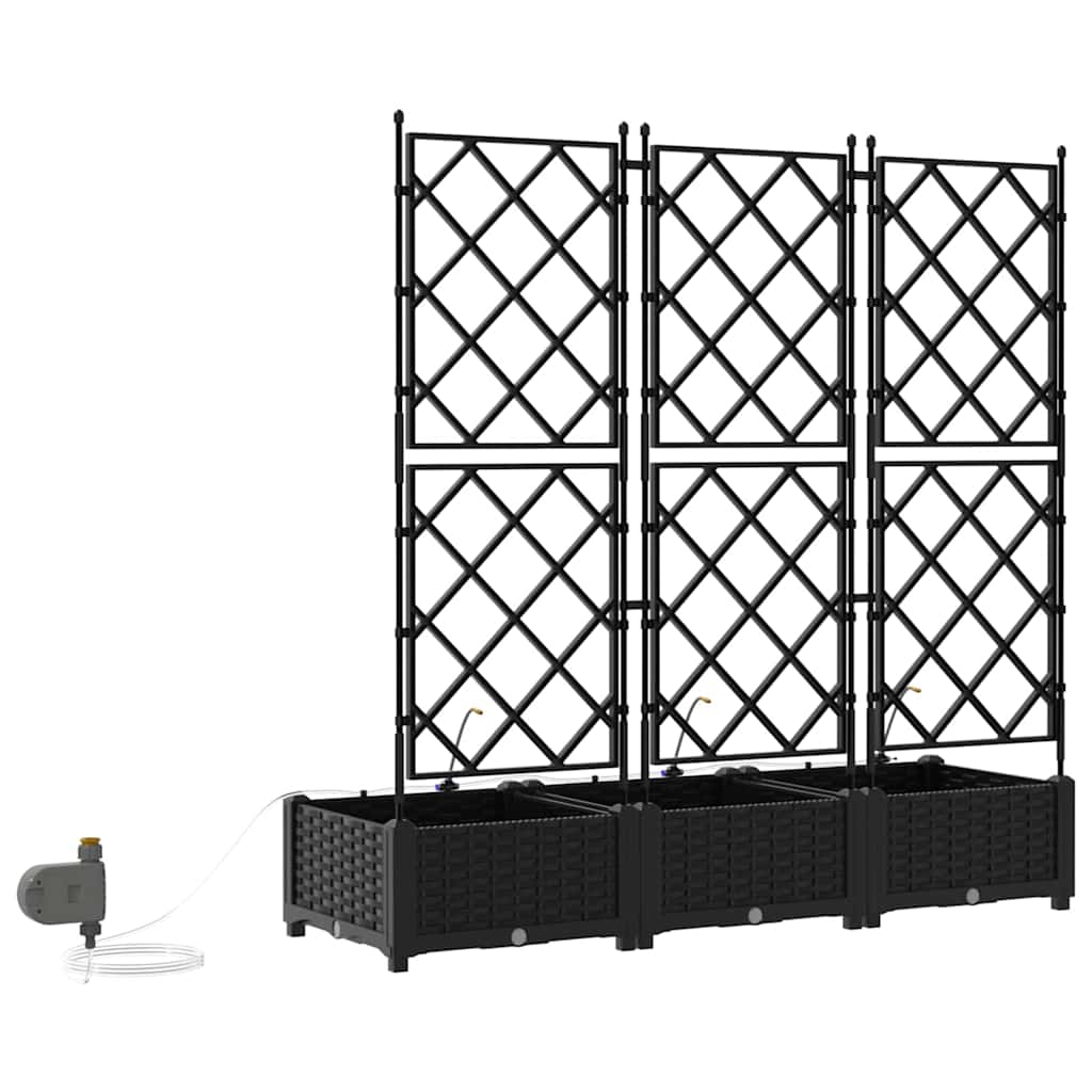 Hageblomsterpotte 3 pcs Svart 120 x 40 x 126 cm Plast