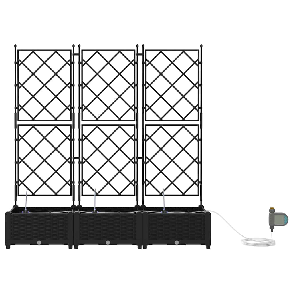 Hageblomsterpotte 3 pcs Svart 120 x 40 x 126 cm Plast