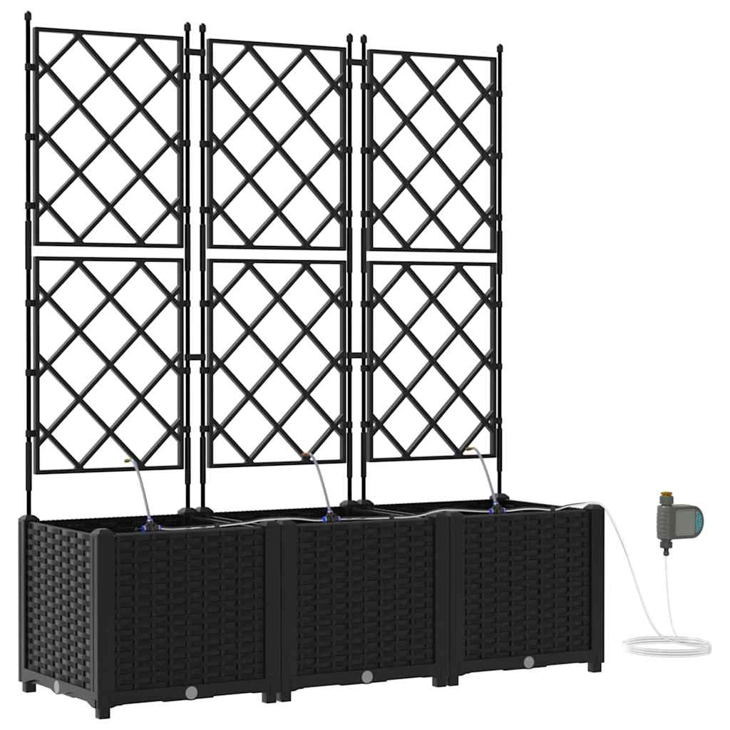 Hageblomsterpotte 3 pcs Svart 120 x 40 x 142 cm Plast