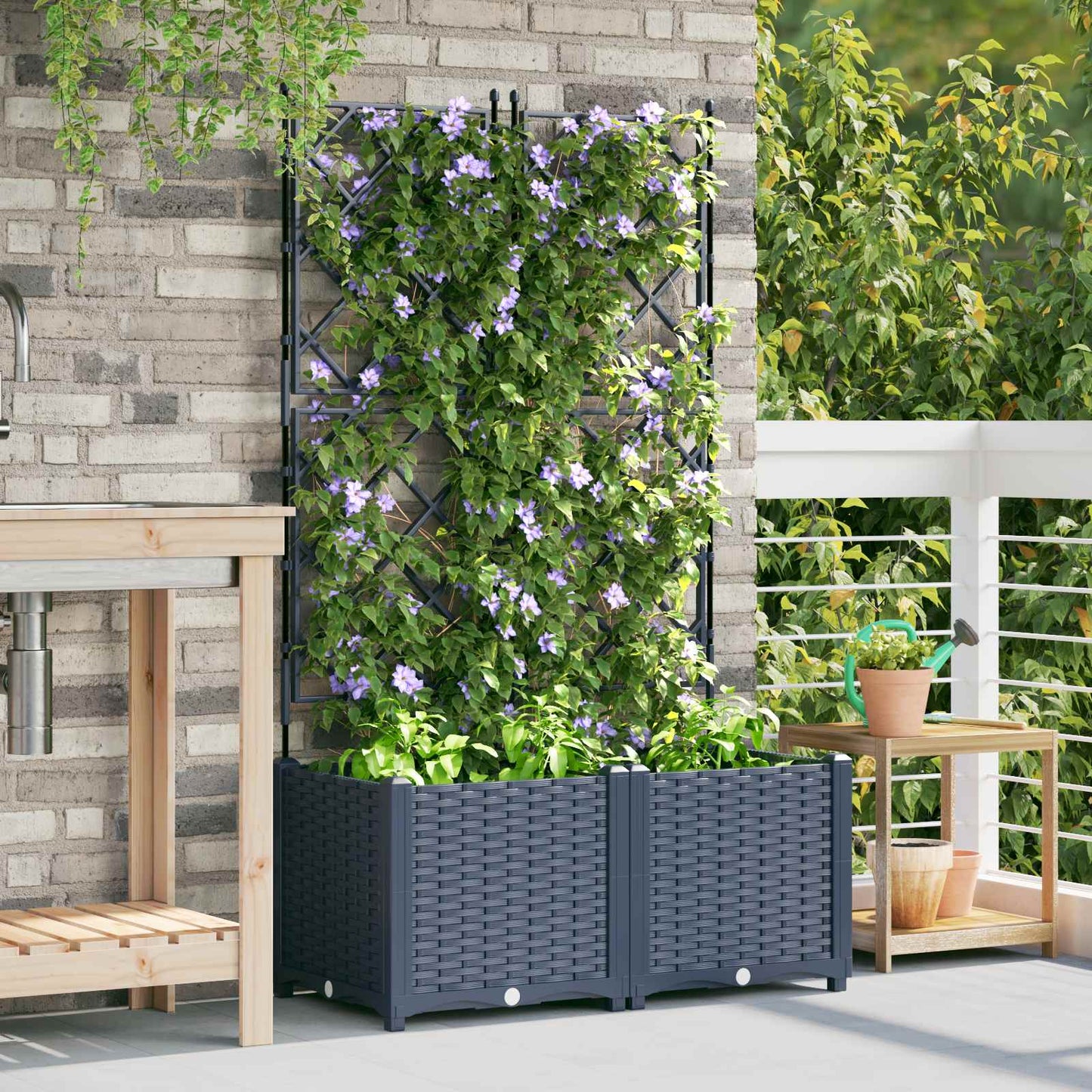 Hageblomsterpotte 2 stk. Grå 80 x 40 x 143 cm PP