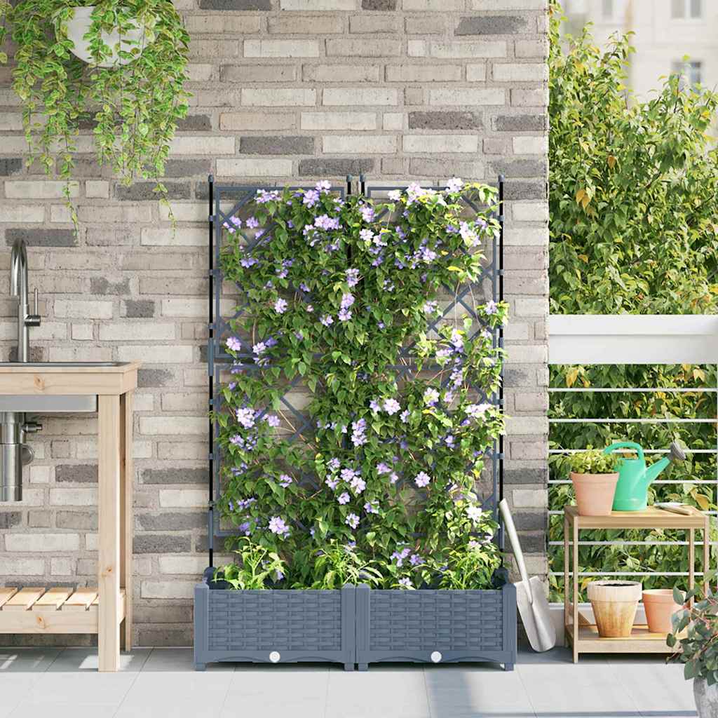 Hageblomsterpotte 2 stk. Lysegrå 80 x 40 x 125,5 cm PP