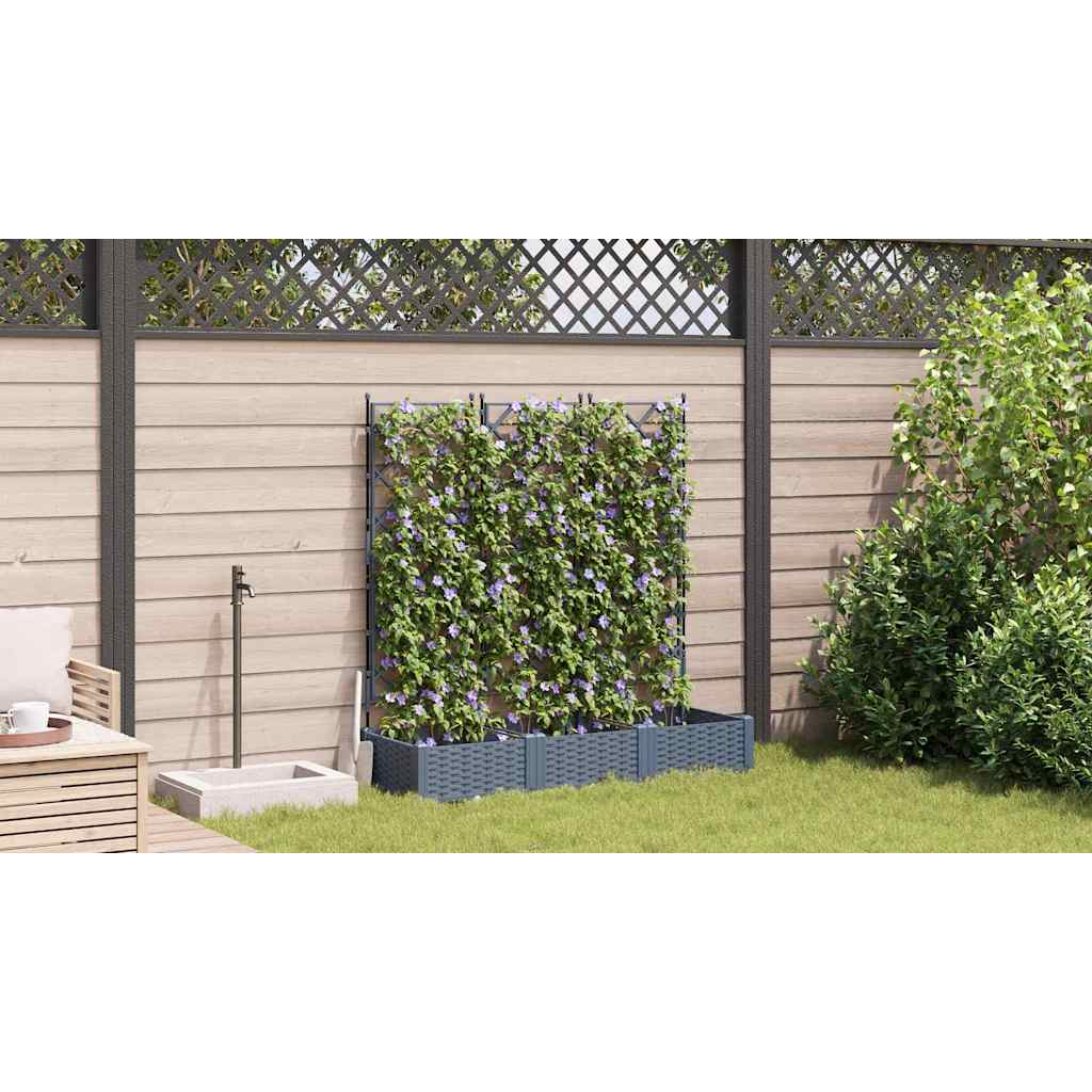 Hageblomsterpotte 3 stk. Lysegrå 120 x 40 x 125,5 cm PP