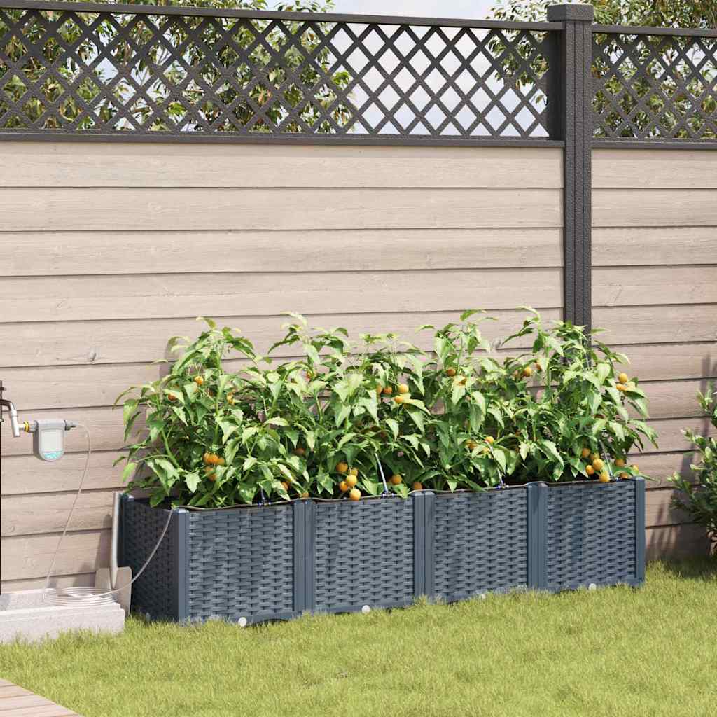 Hageblomsterpotte 4 pcs Lys Grå 160 x 40 x 37,5 cm Plast