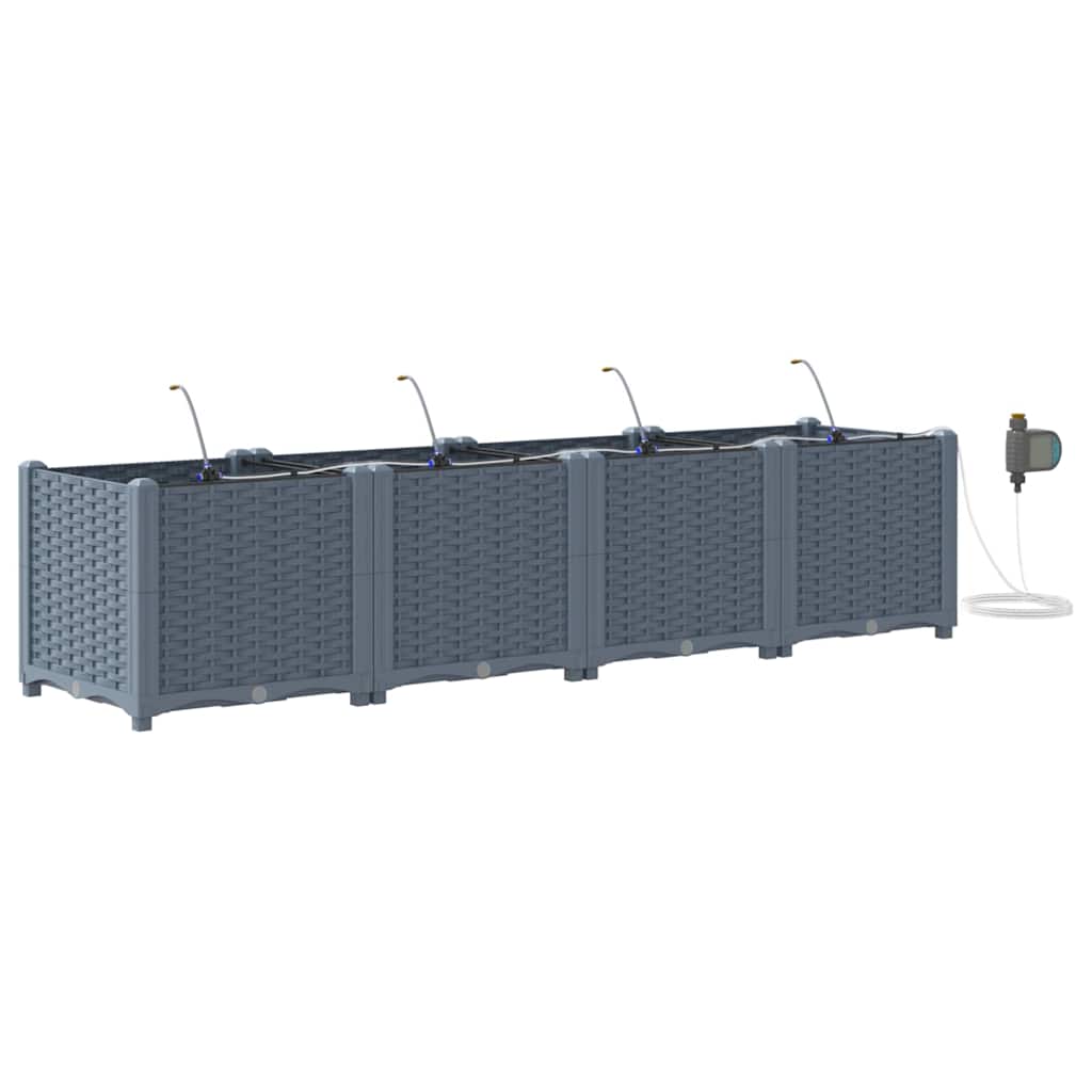 Hageblomsterpotte 4 pcs Lys Grå 160 x 40 x 37,5 cm Plast